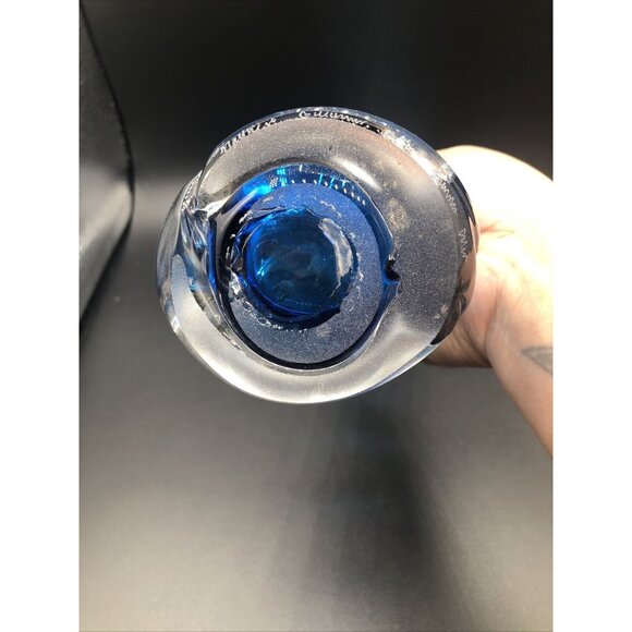 Matthew Buechner Art Glass Vase Thames St Hand Blown Tall Tulip Fan Signed 13" - Picture 7 of 11